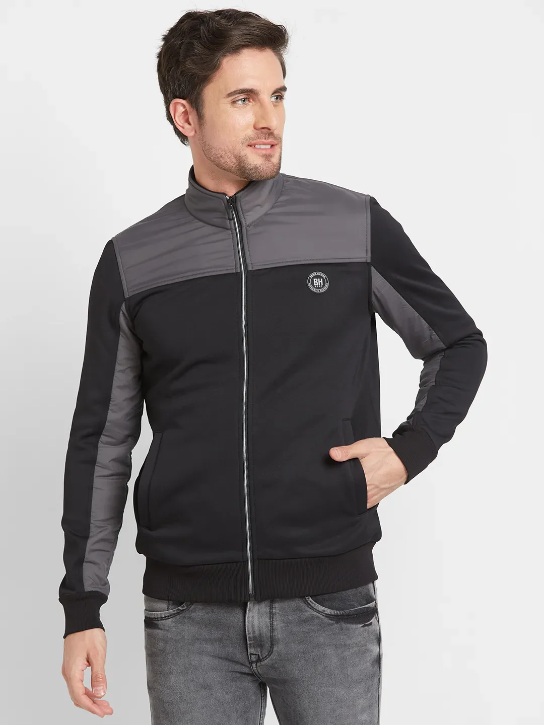 Black Regular Fit Long Sleeves Men's Jacket by Being Human Clothing