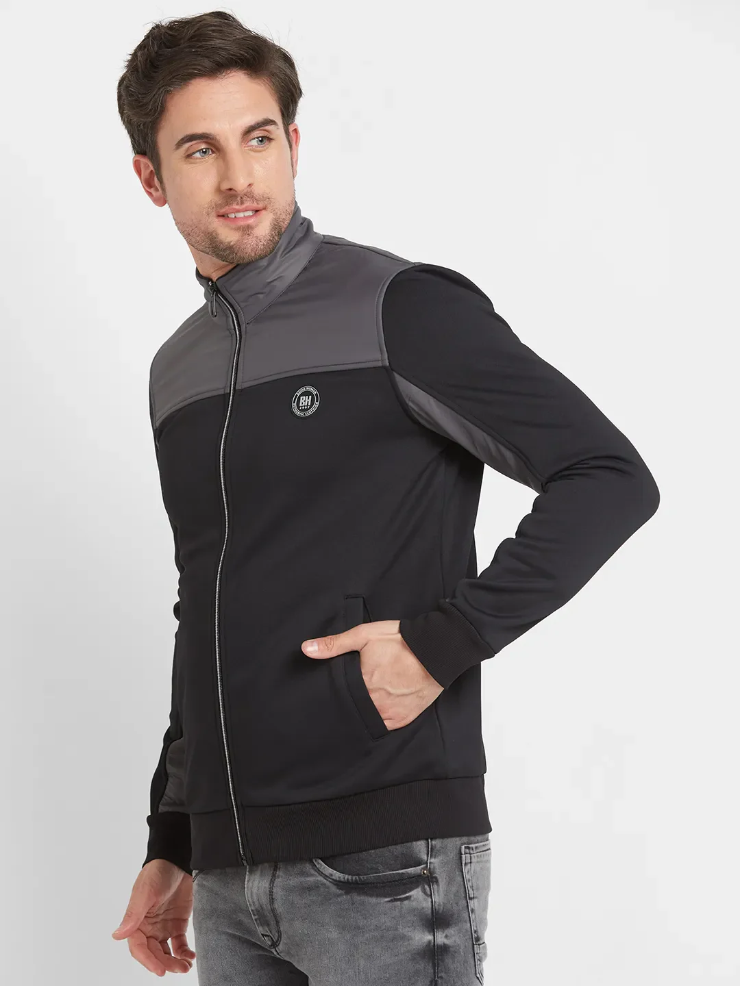 Black Regular Fit Long Sleeves Men's Jacket by Being Human Clothing - Image 4