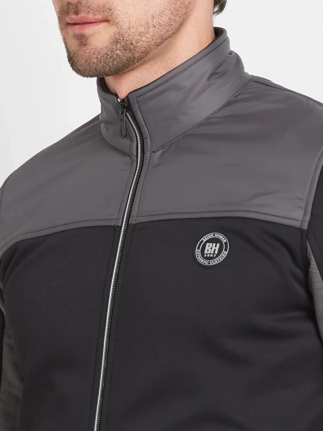 Black Regular Fit Long Sleeves Men's Jacket by Being Human Clothing - Image 5