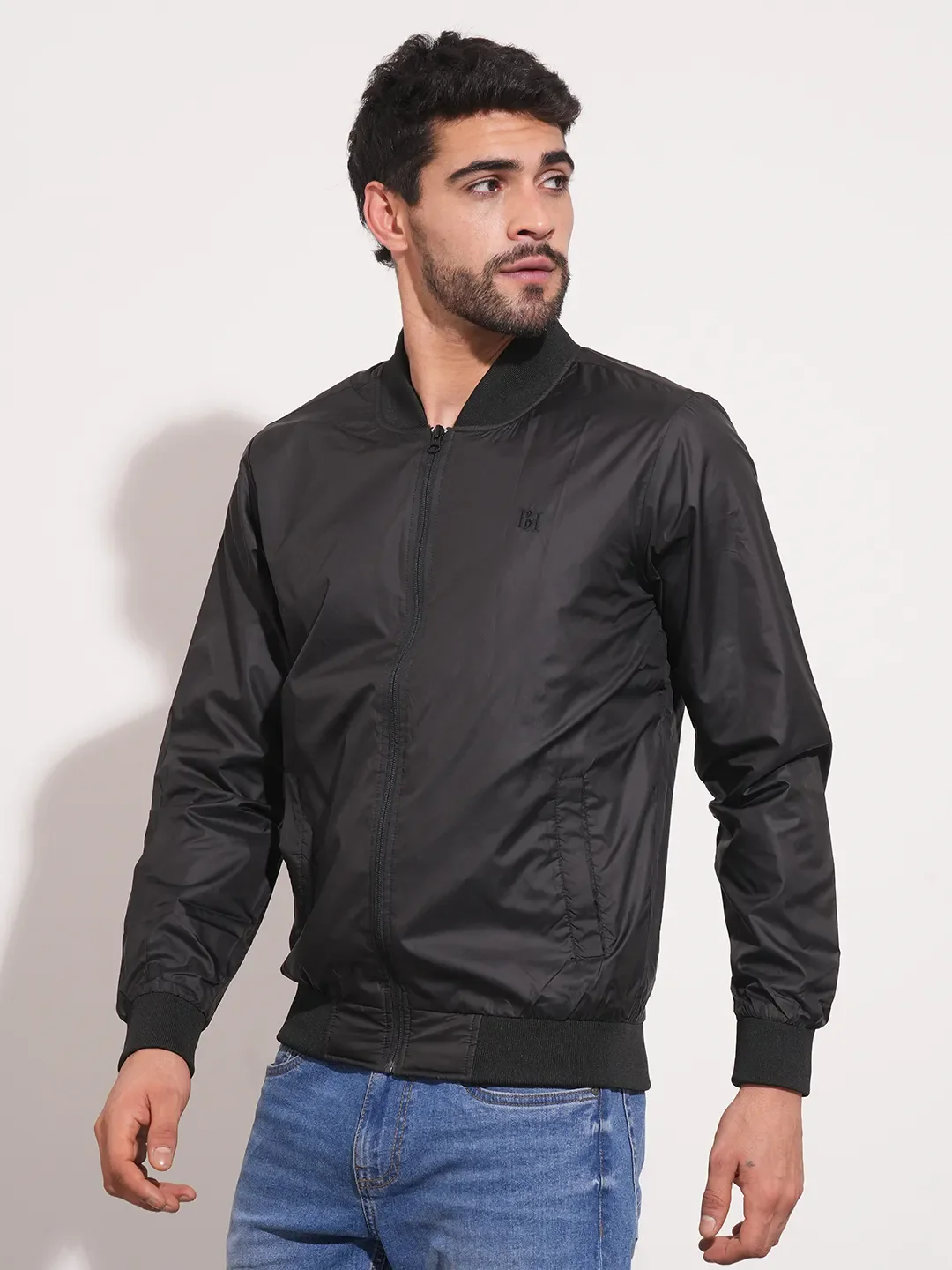 Black Regular Fit Long Sleeves Men's Jacket by Being Human Clothing - Image 4