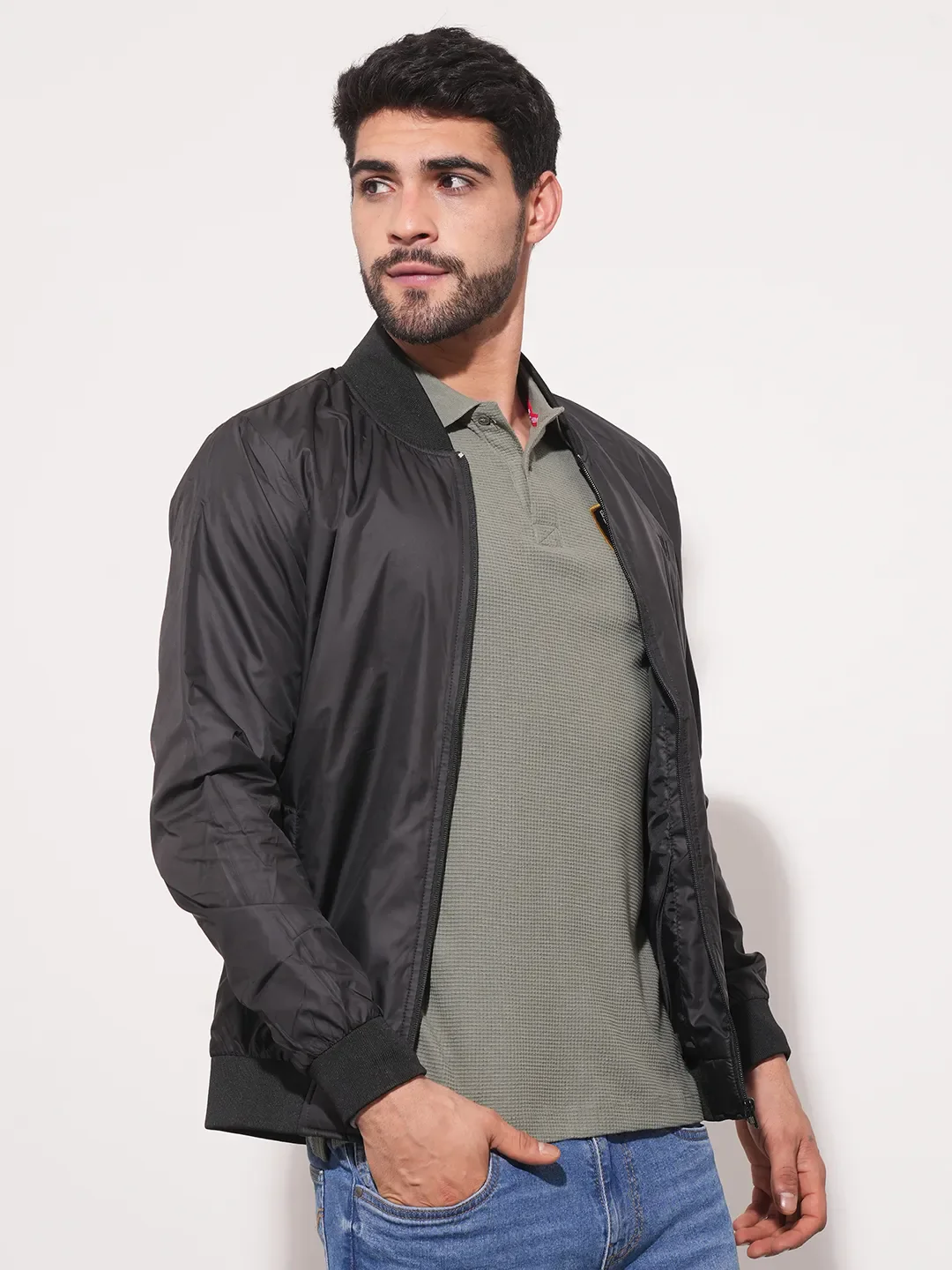 Black Regular Fit Long Sleeves Men's Jacket by Being Human Clothing - Image 6