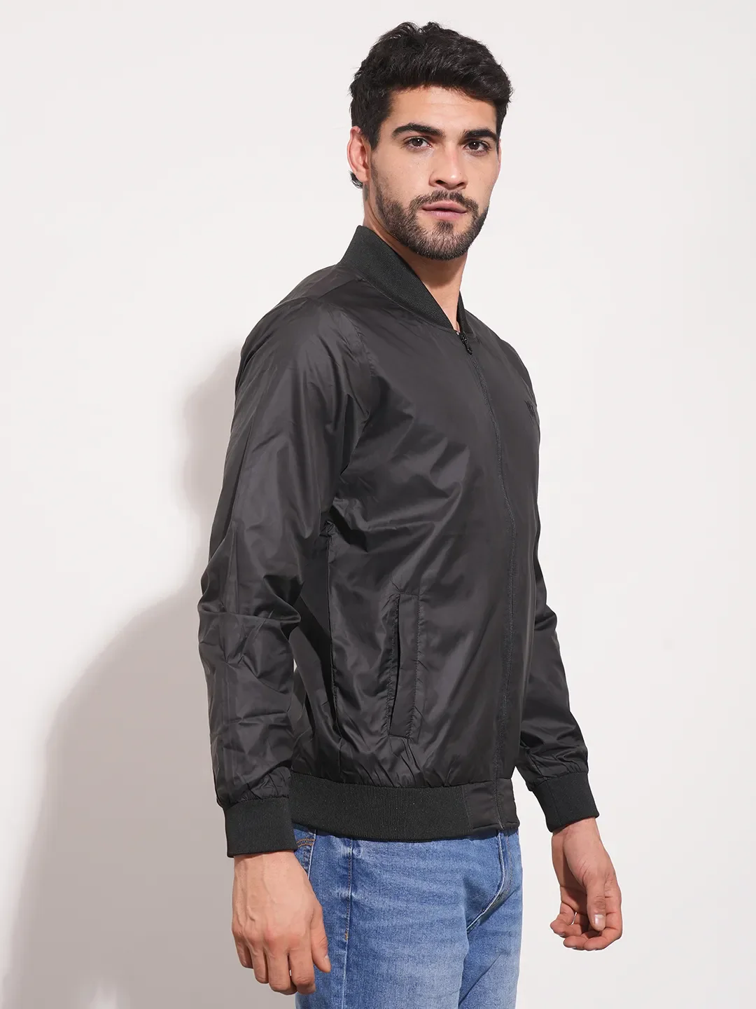 Black Regular Fit Long Sleeves Men's Jacket by Being Human Clothing - Image 7
