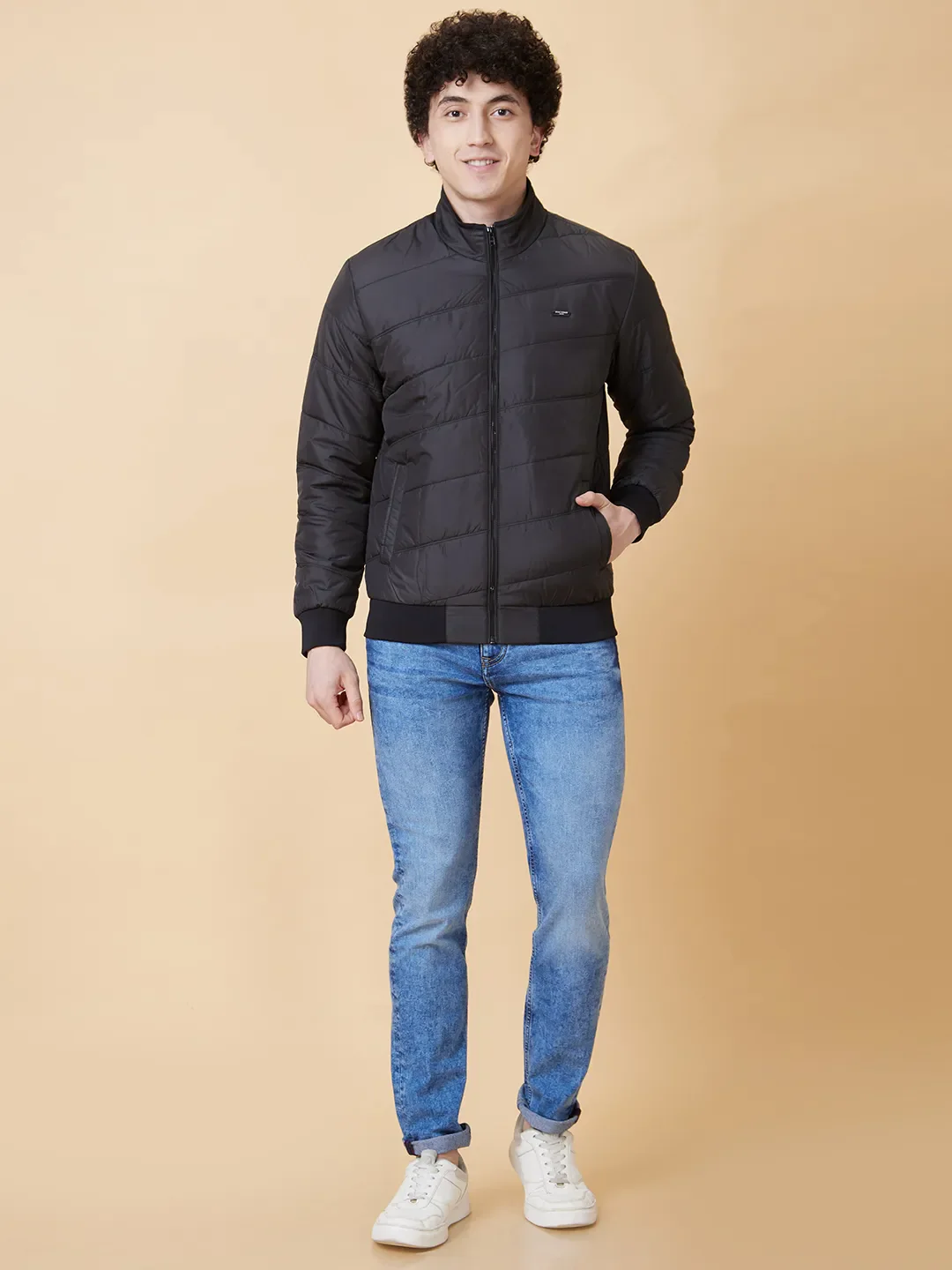 Black Regular Fit Long Sleeves Men's Jacket by Being Human Clothing - Image 3