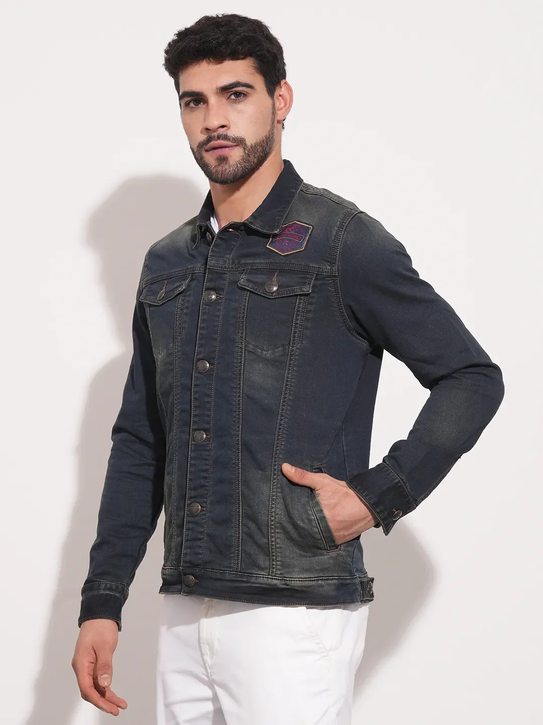 Blue Regular Fit Long Sleeves Men's Jacket by Being Human Clothing - Image 4