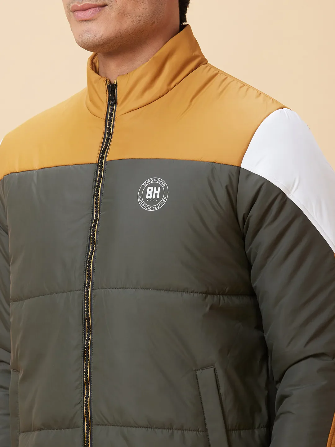 Bottle Green Regular Fit Men's Jacket by Being Human Clothing - Image 5