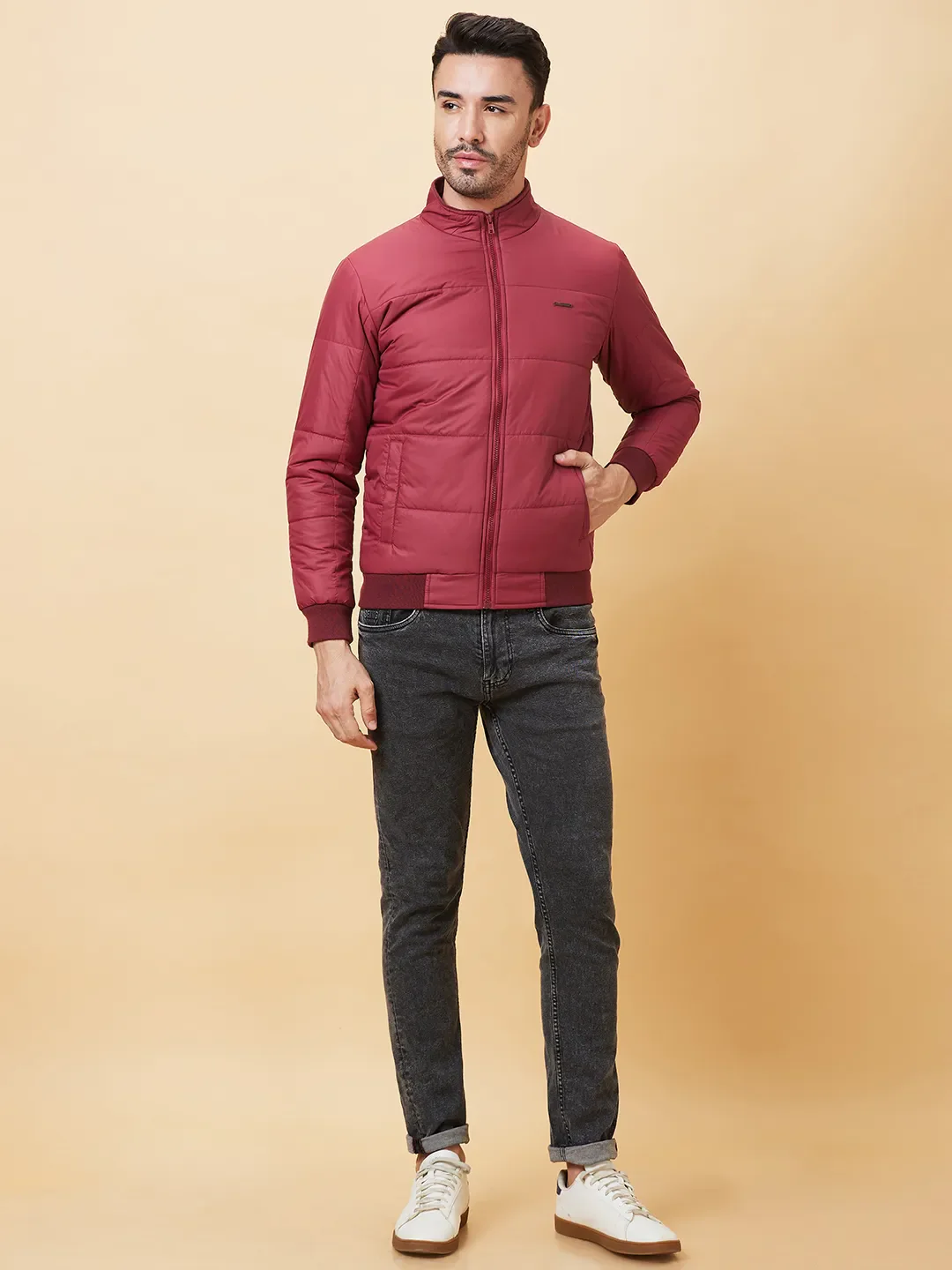 Red Regular Fit Long Sleeves Men's Jacket by Being Human Clothing - Image 3