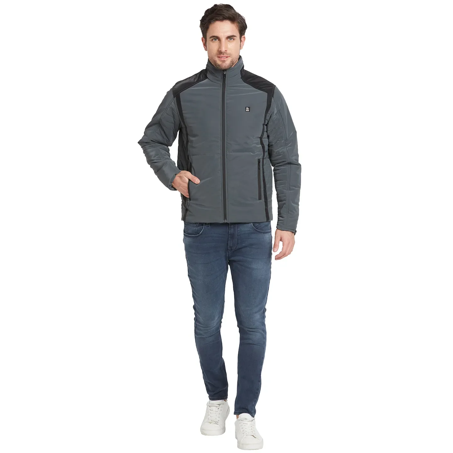 Grey Regular Fit Long Sleeves Men's Jacket by Being Human Clothing - Image 2