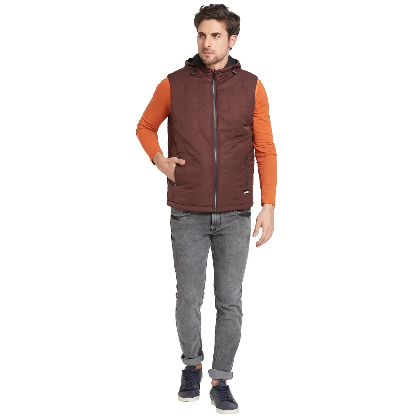 Red Regular Fit Sleevesles Men's Jacket by Being Human Clothing - Image 5