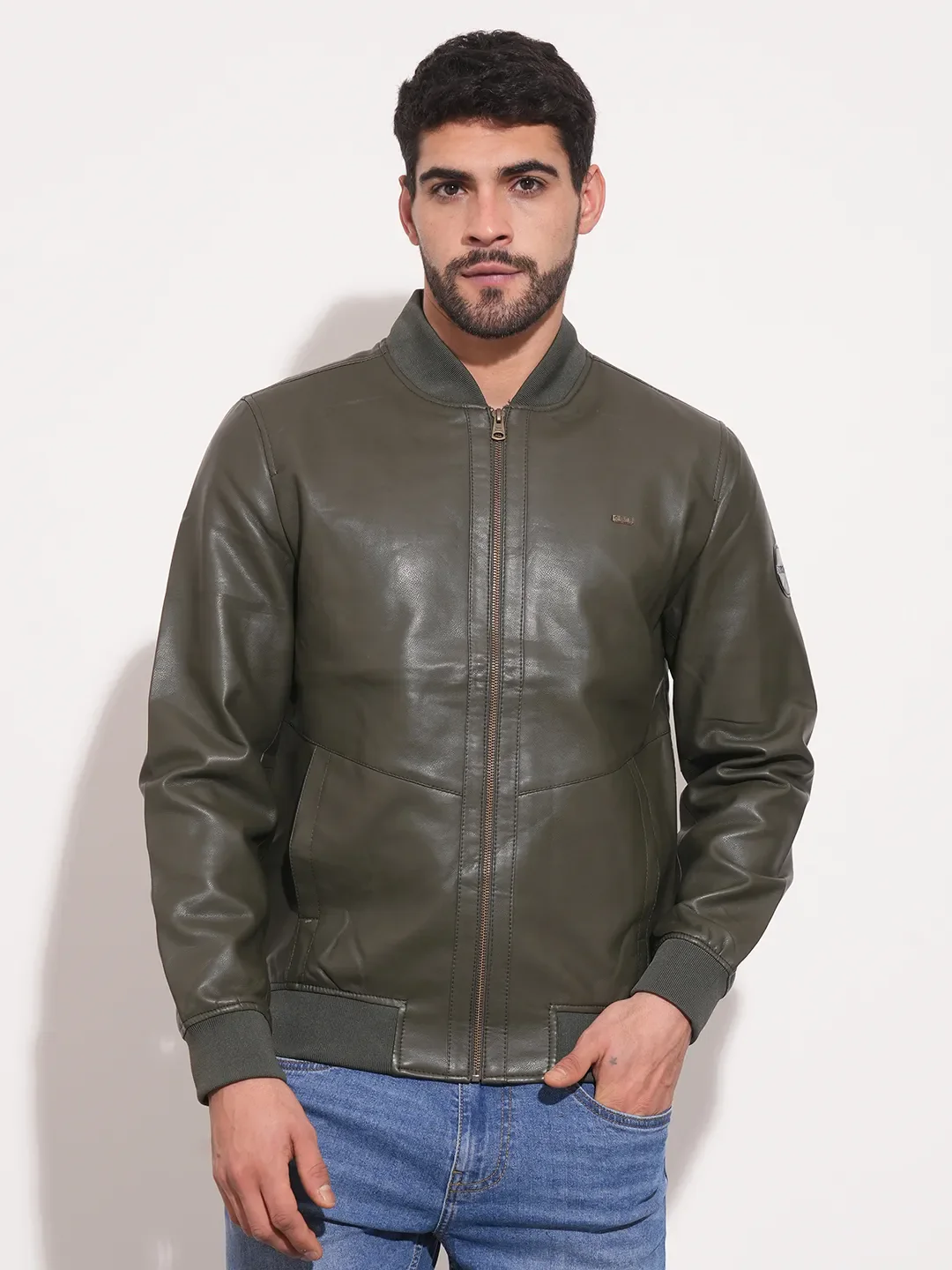 Green Regular Fit Long Sleeves Men's Jacket by Being Human Clothing