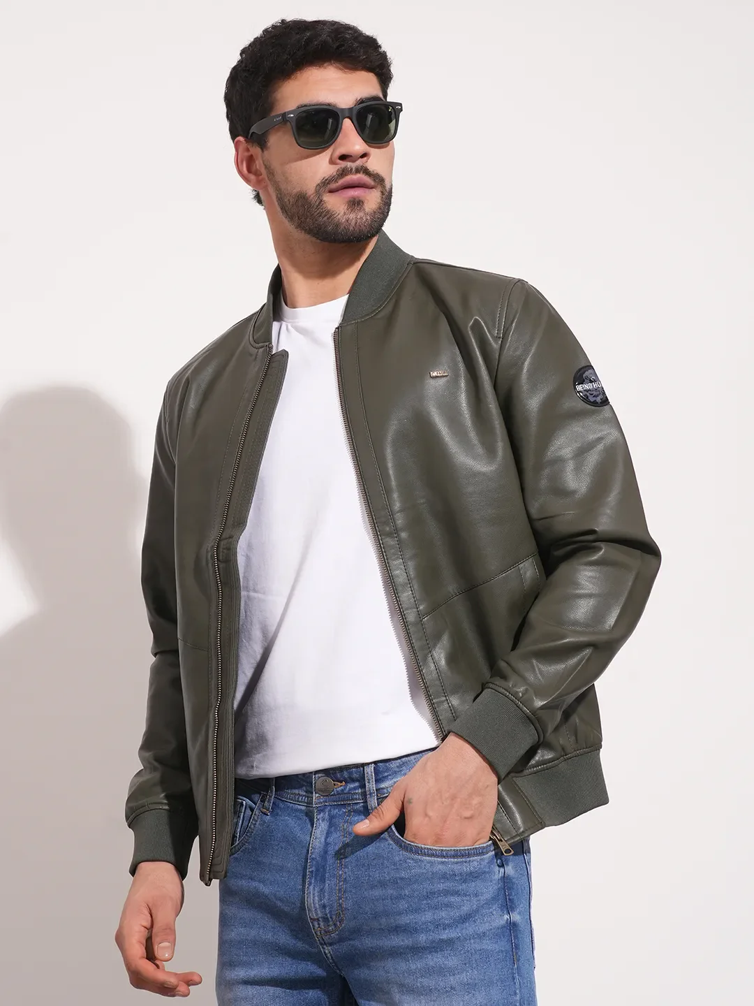 Green Regular Fit Long Sleeves Men's Jacket by Being Human Clothing - Image 6