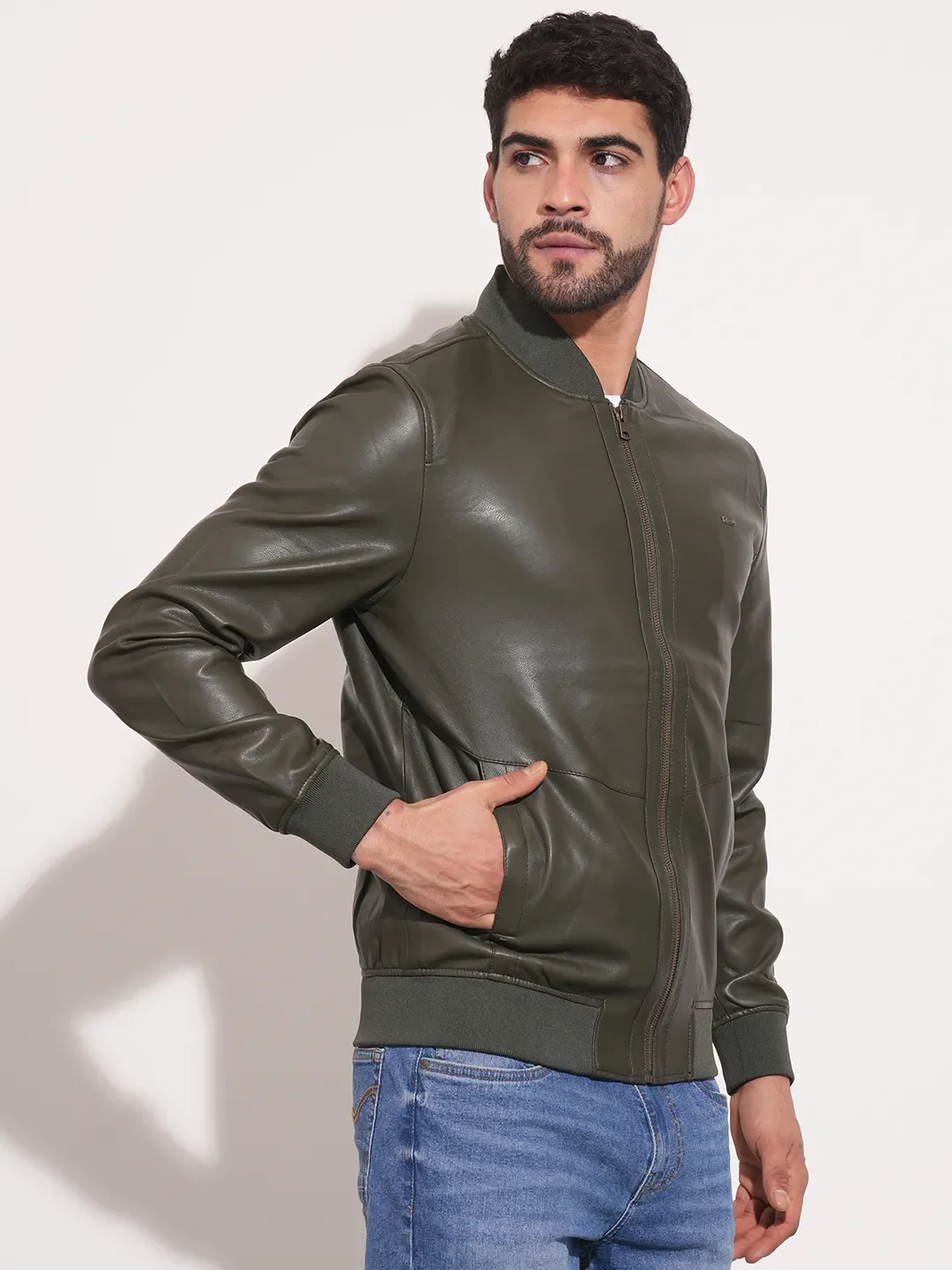 Green Regular Fit Long Sleeves Men's Jacket by Being Human Clothing - Image 7