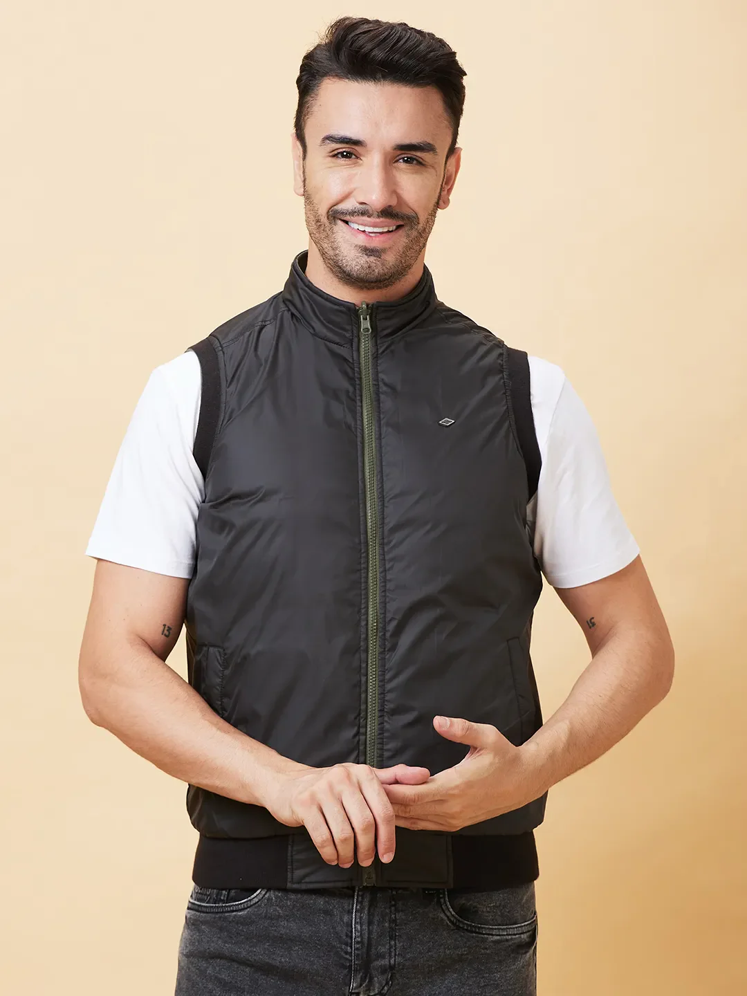 Military Green Regular Fit Men's Jacket by Being Human Clothing