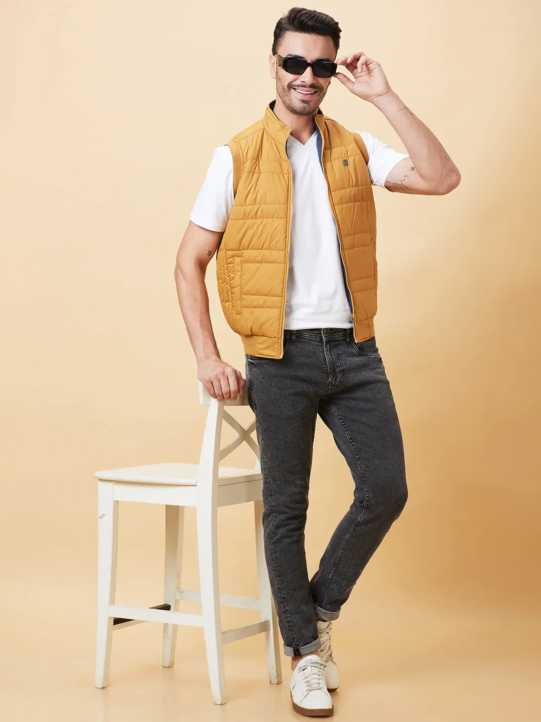 Mustard Regular Fit Men's Jacket by Being Human Clothing - Image 6