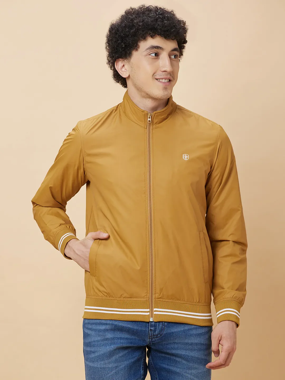 Yellow Regular Fit Long Sleeves Men's Jacket by Being Human Clothing