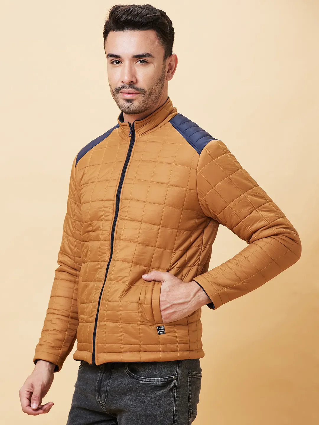 Yellow Regular Fit Long Sleeves Men's Jacket by Being Human Clothing - Image 4
