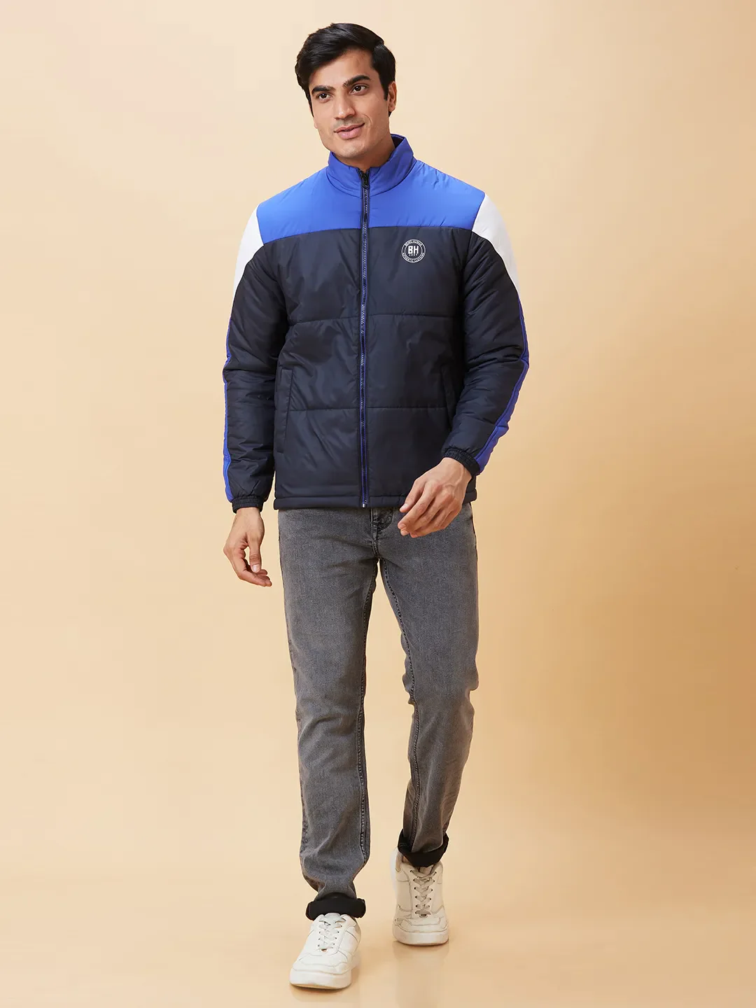 Navy Regular Fit Men's Jacket by Being Human Clothing - Image 2