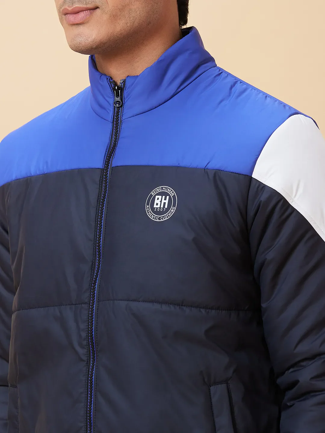 Navy Regular Fit Men's Jacket by Being Human Clothing - Image 5
