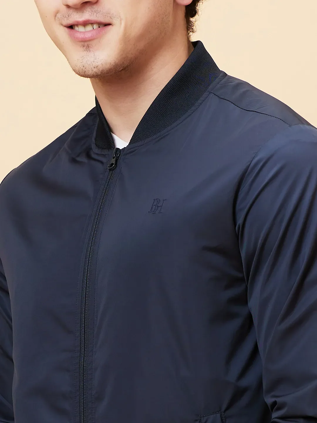 Navy Regular Fit Men's Jacket by Being Human Clothing - Image 4