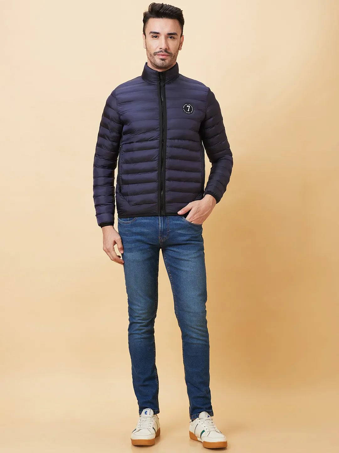 Blue Regular Fit Long Sleeves Men's Jacket by Being Human Clothing - Image 2