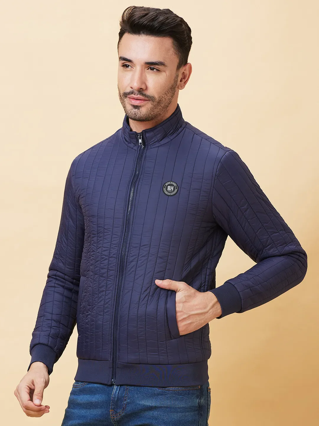 Blue Regular Fit Long Sleeves Men's Jacket by Being Human Clothing - Image 4
