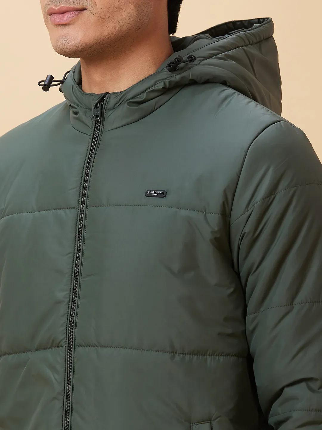 Olive Regular Fit Long Sleeves Men's Jacket by Being Human Clothing - Image 5