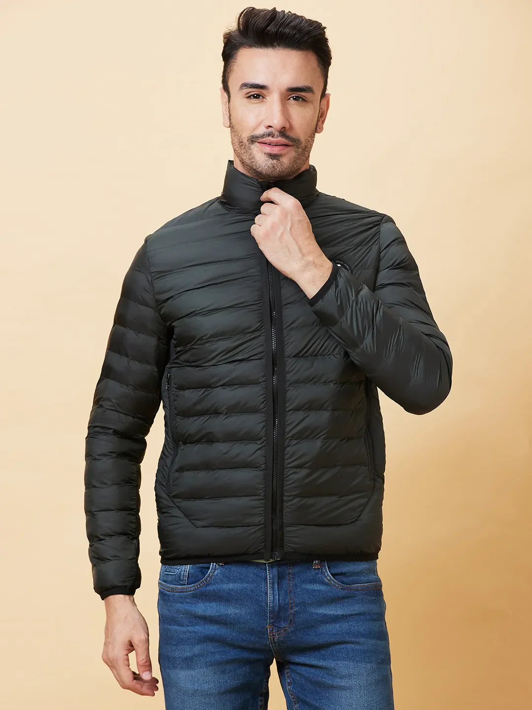 Olive Regular Fit Long Sleeves Men's Jacket by Being Human Clothing