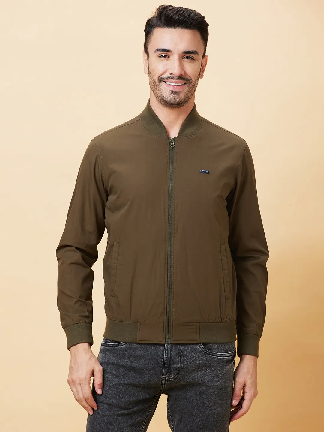 Olive Regular Fit Men's Jacket by Being Human Clothing