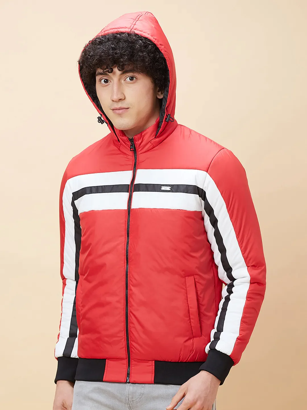 Red Regular Fit Men's Jacket by Being Human Clothing - Image 4