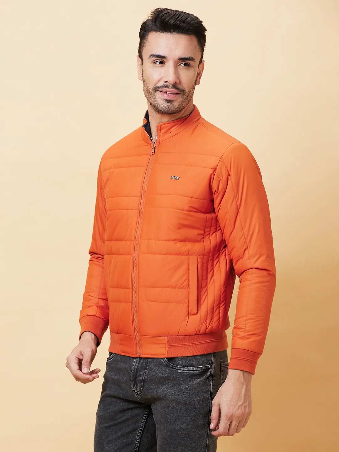 Rust Regular Fit Men's Jacket by Being Human Clothing - Image 4