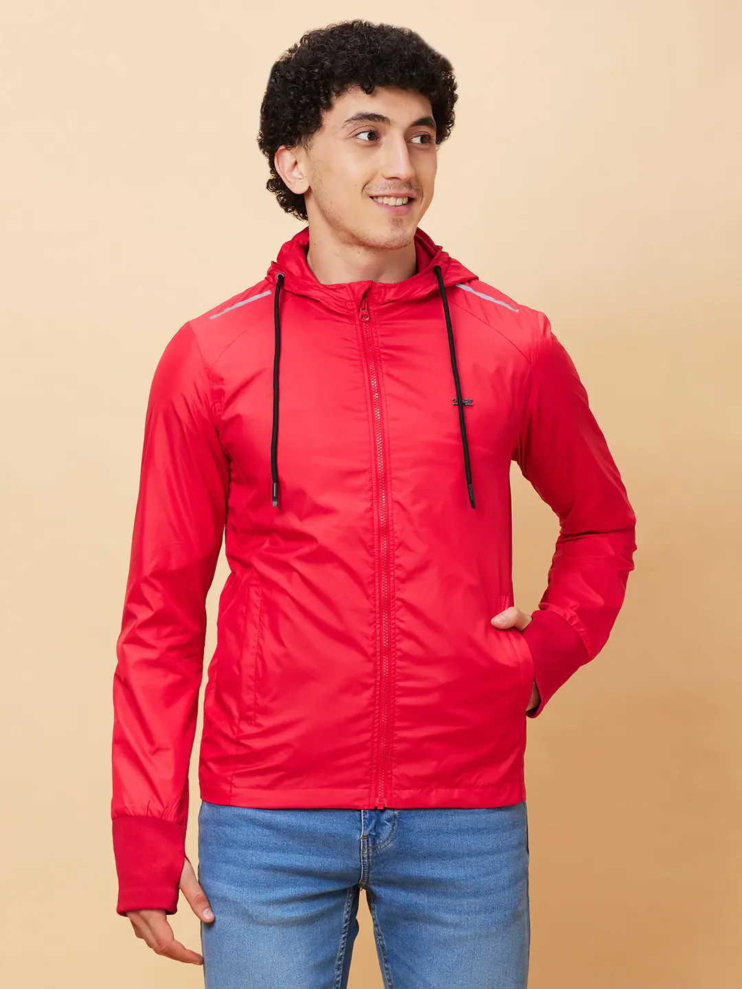 Red Regular Fit Long Sleeves Men's Jacket by Being Human Clothing