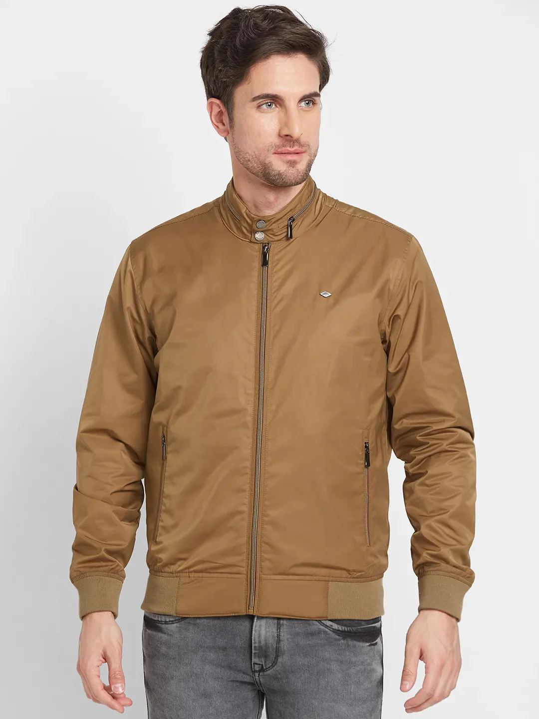 Brown Regular Fit Long Sleeves Men's Jacket by Being Human Clothing