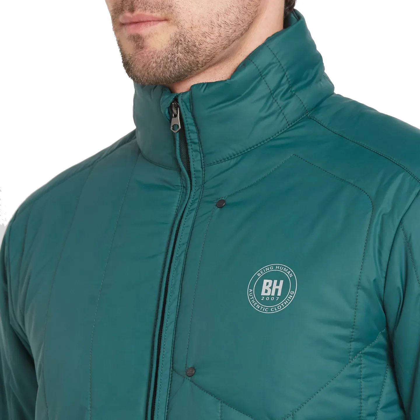 Green Regular Fit Long Sleeves Men's Jacket by Being Human Clothing - Image 5