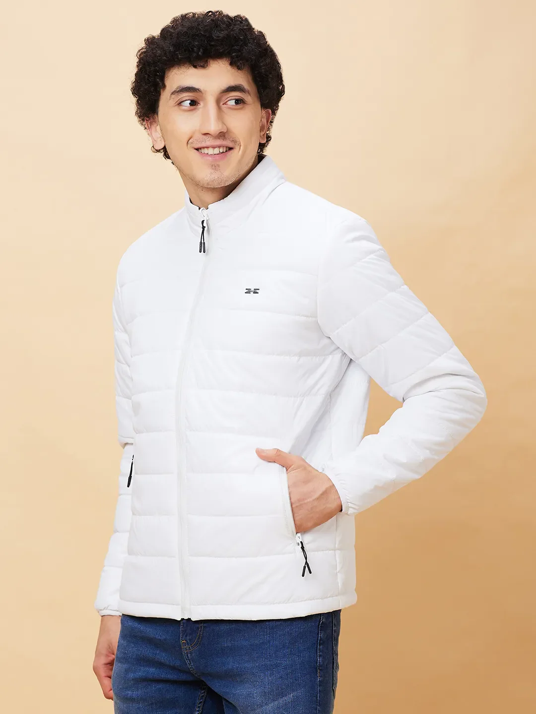 White Regular Fit Long Sleeves Men's Jacket by Being Human Clothing - Image 4