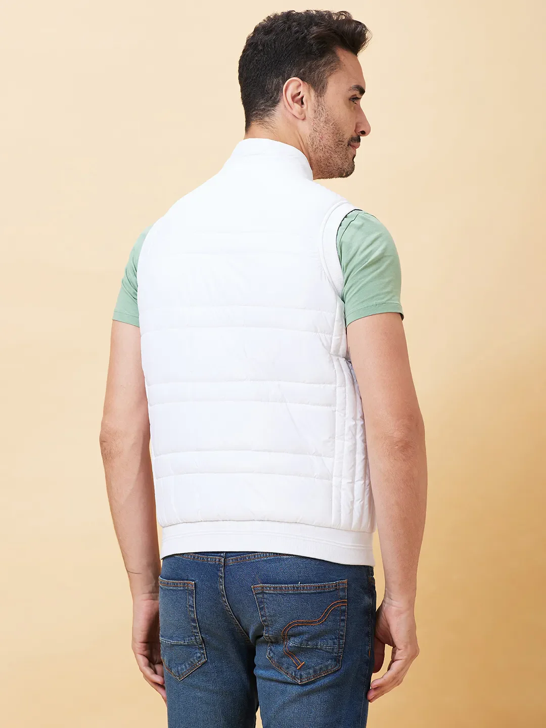 White Regular Fit Long Sleeves Men's Jacket by Being Human Clothing - Image 3