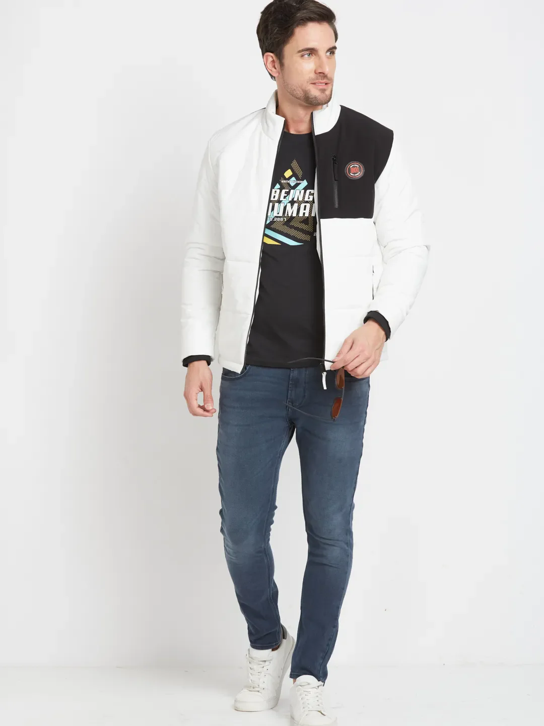 White Regular Fit Long Sleeves Men's Jacket by Being Human Clothing - Image 5