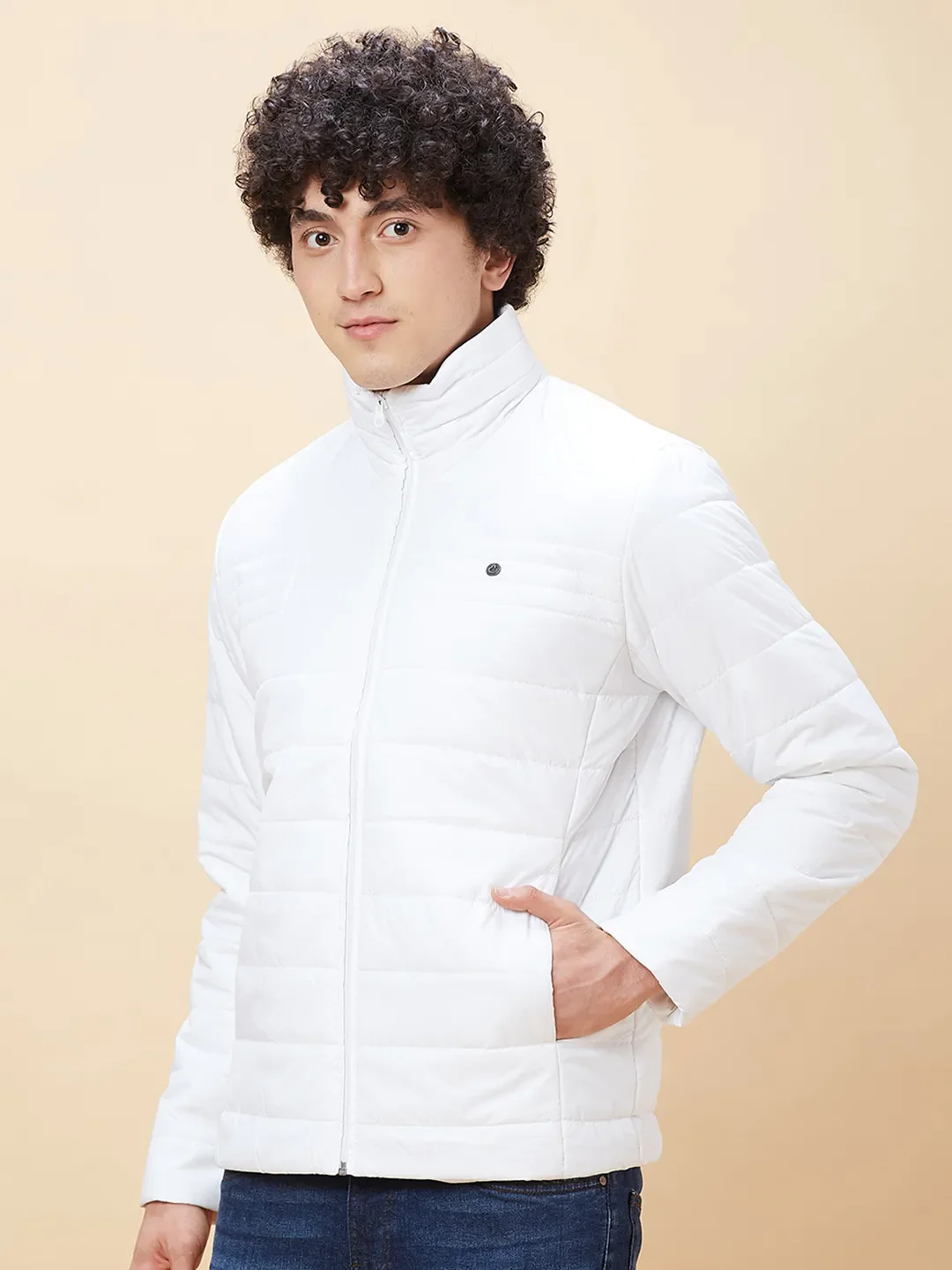White Regular Fit Long Sleeves Men's Jacket by Being Human Clothing - Image 4