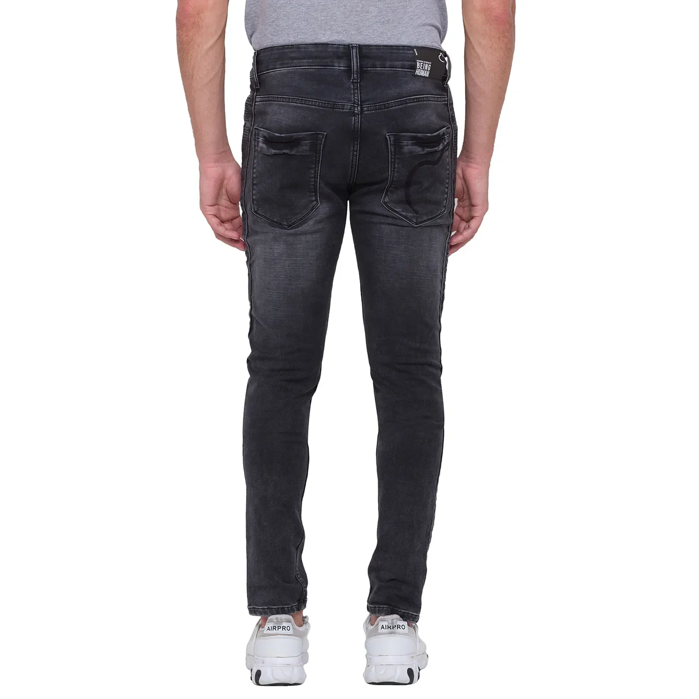 Black Jogger Fit Denims For Men By Being Human Clothing - Image 3