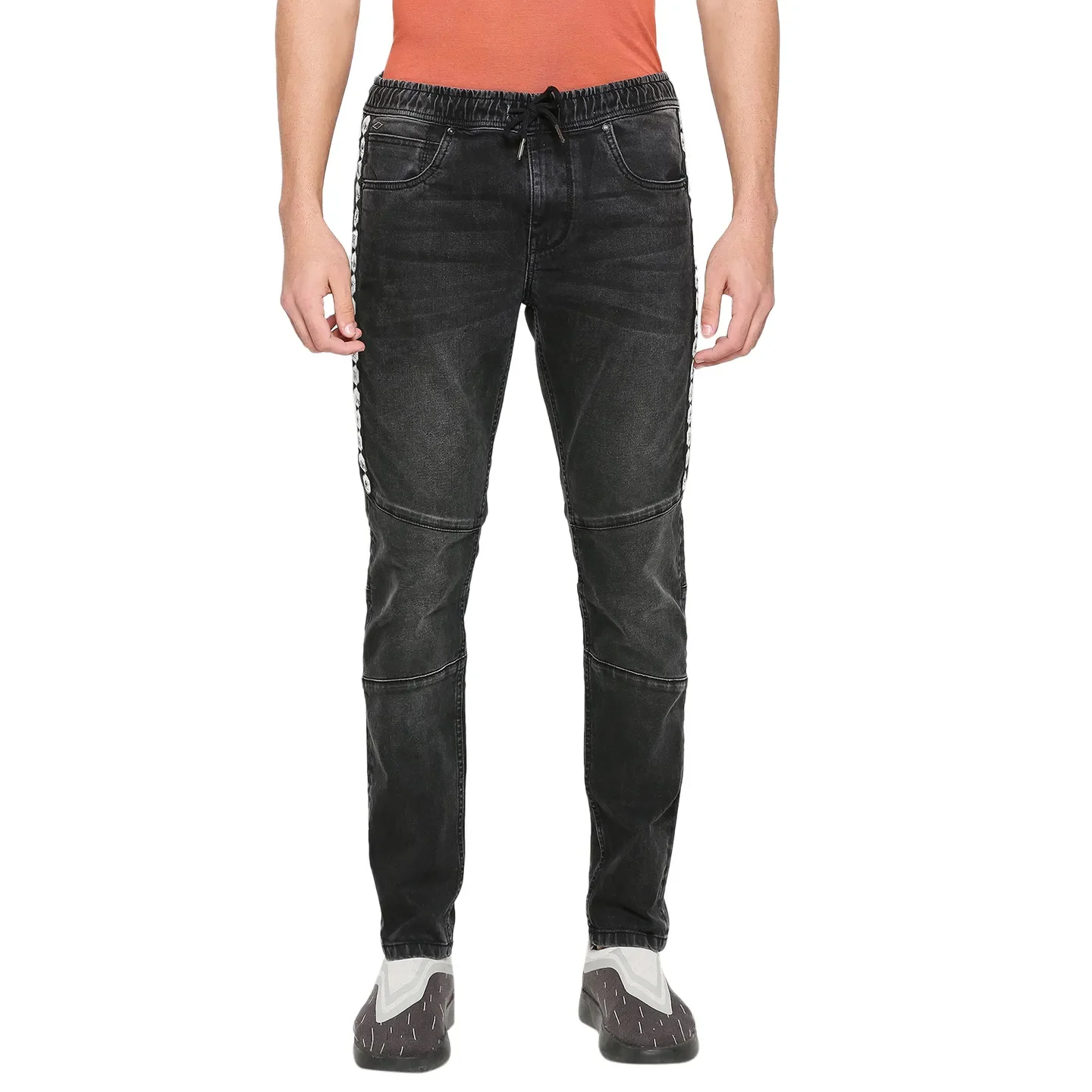 Black Jogger Fit Denims For Men By Being Human Clothing