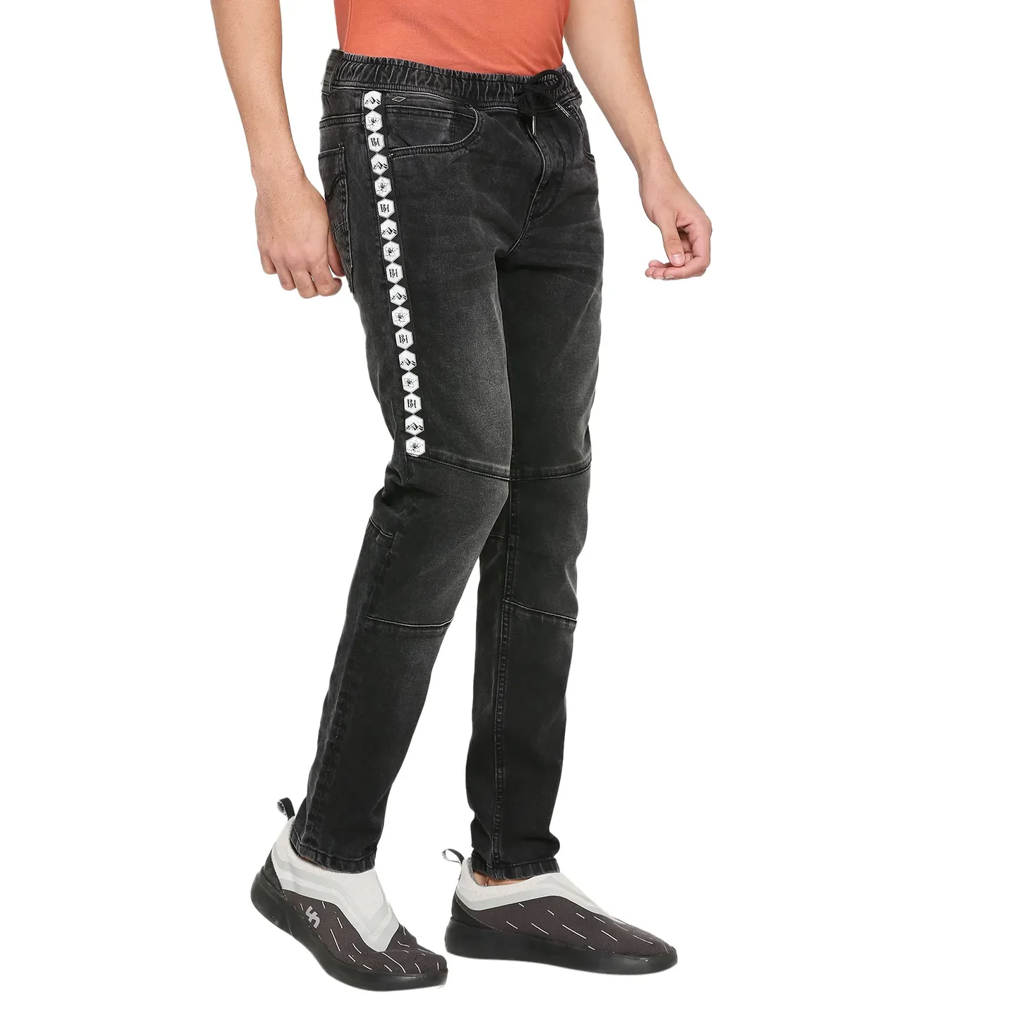 Black Jogger Fit Denims For Men By Being Human Clothing - Image 3