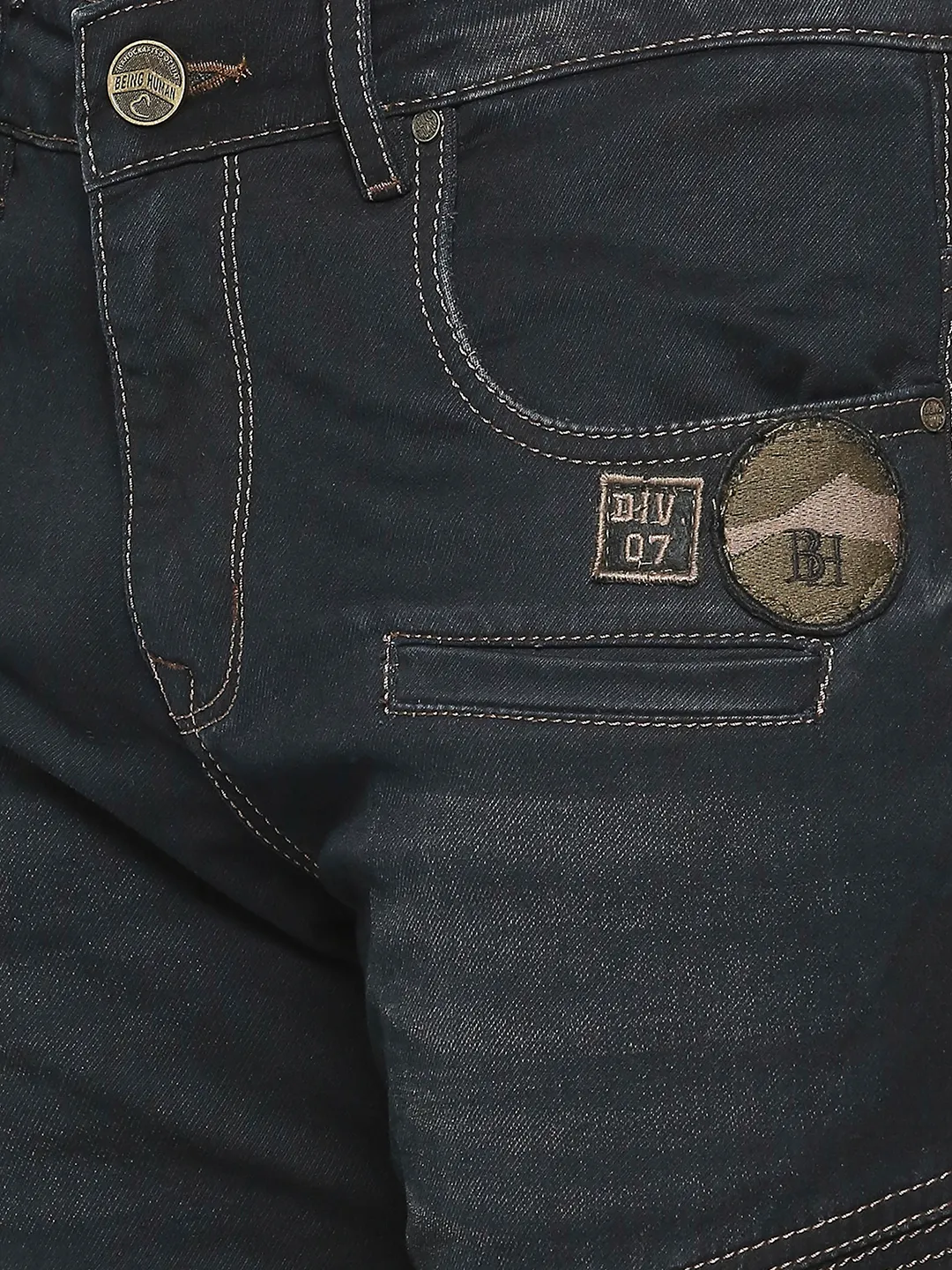 Black Slim Fit Denims For Men By Being Human Clothing - Image 5