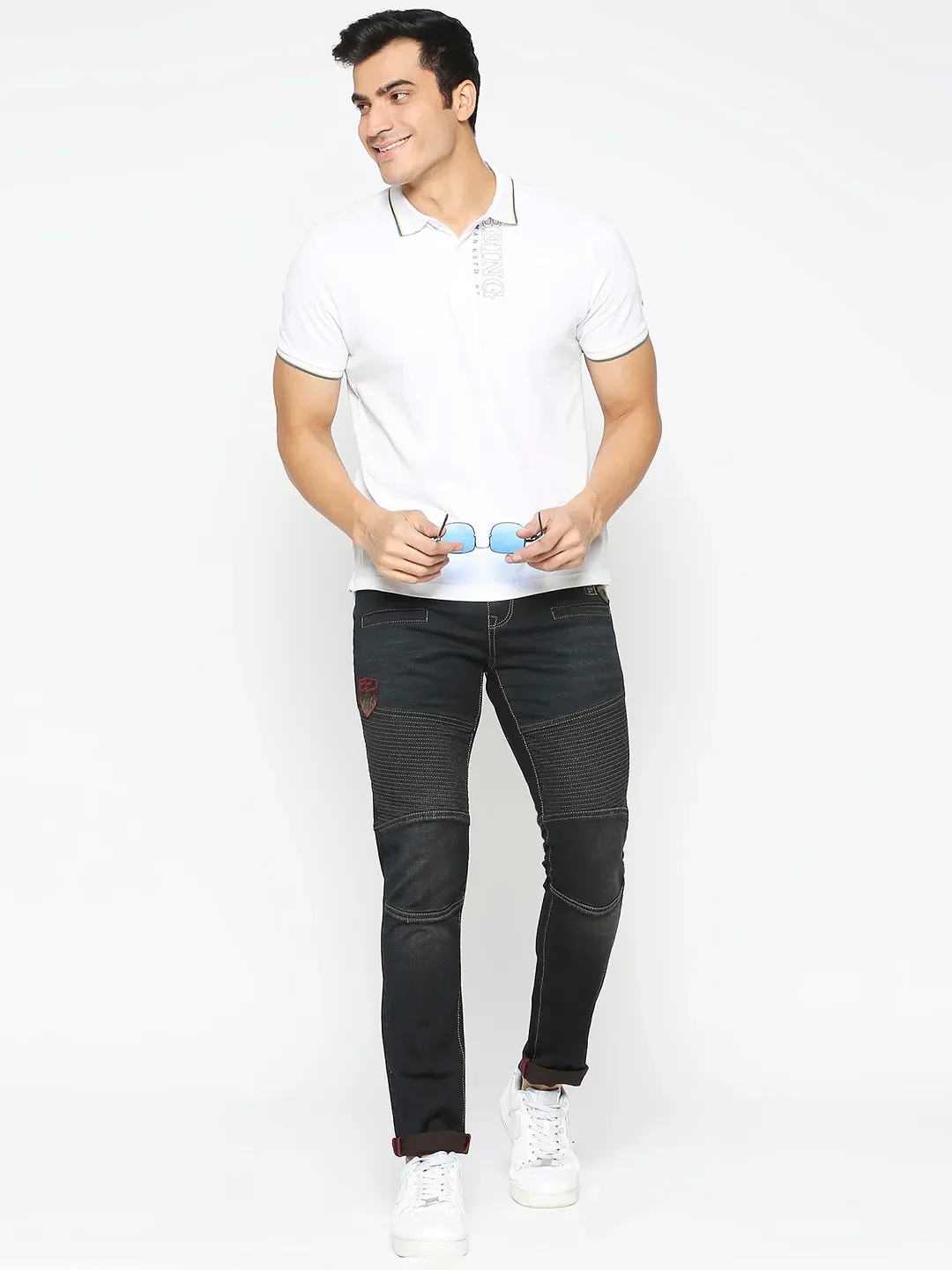 Black Slim Fit Denims For Men By Being Human Clothing - Image 6