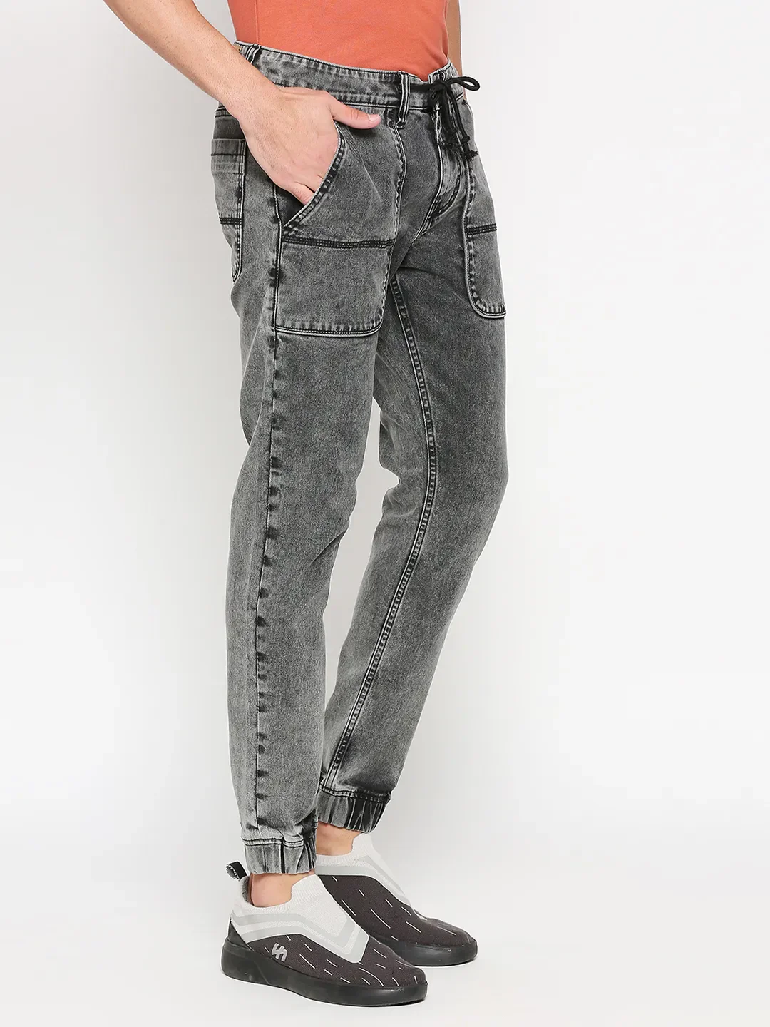 Black Jogger Fit Men's Denims by Being Human Clothing - Image 3