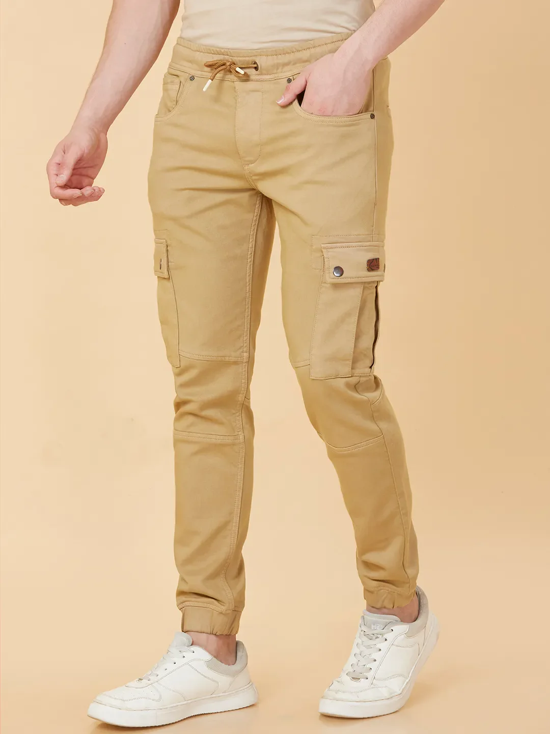 Camel Slim Fit Joggers For Men By Being Human Clothing - Image 4