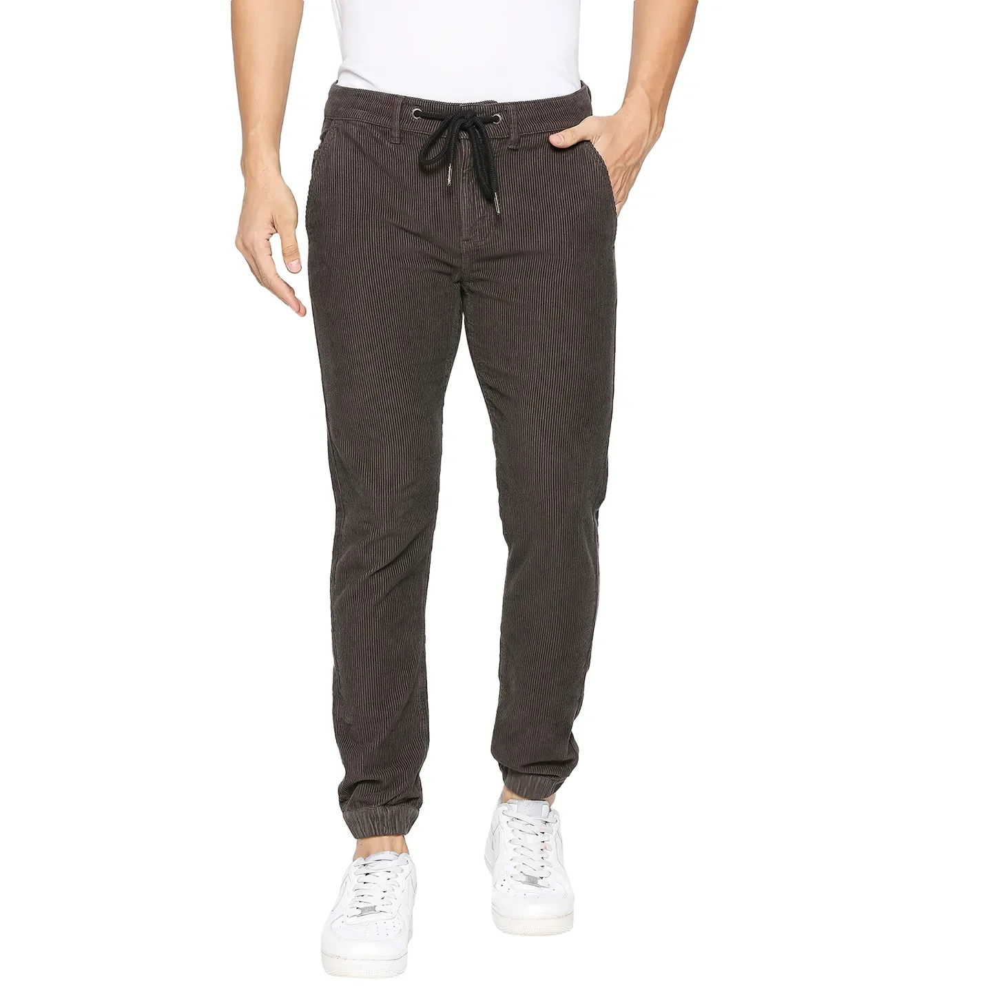 Charcoal Slim Fit Joggers For Men By Being Human Clothing