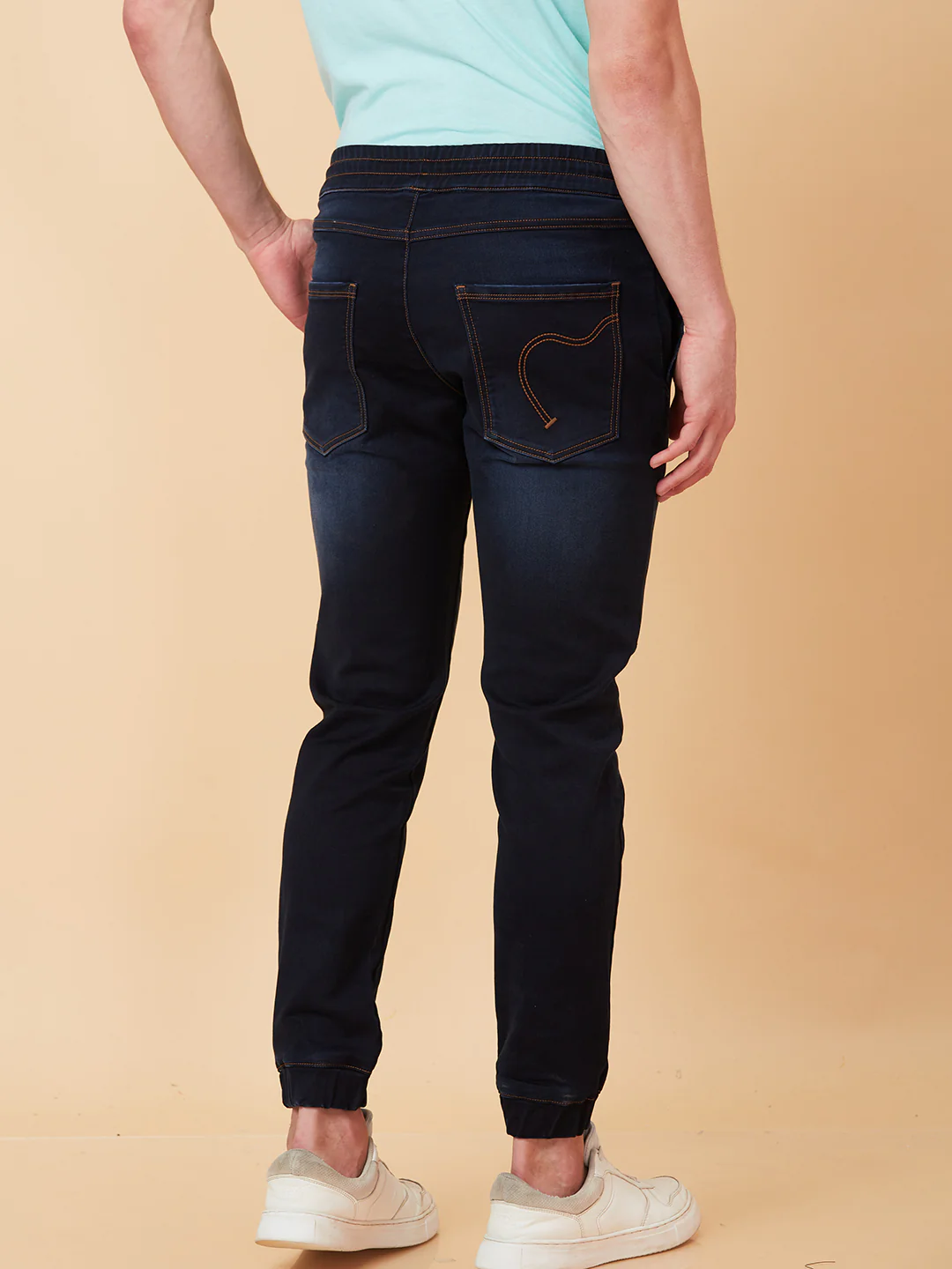 Dark Blue Jogger Fit Denims For Men By Being Human Clothing - Image 3