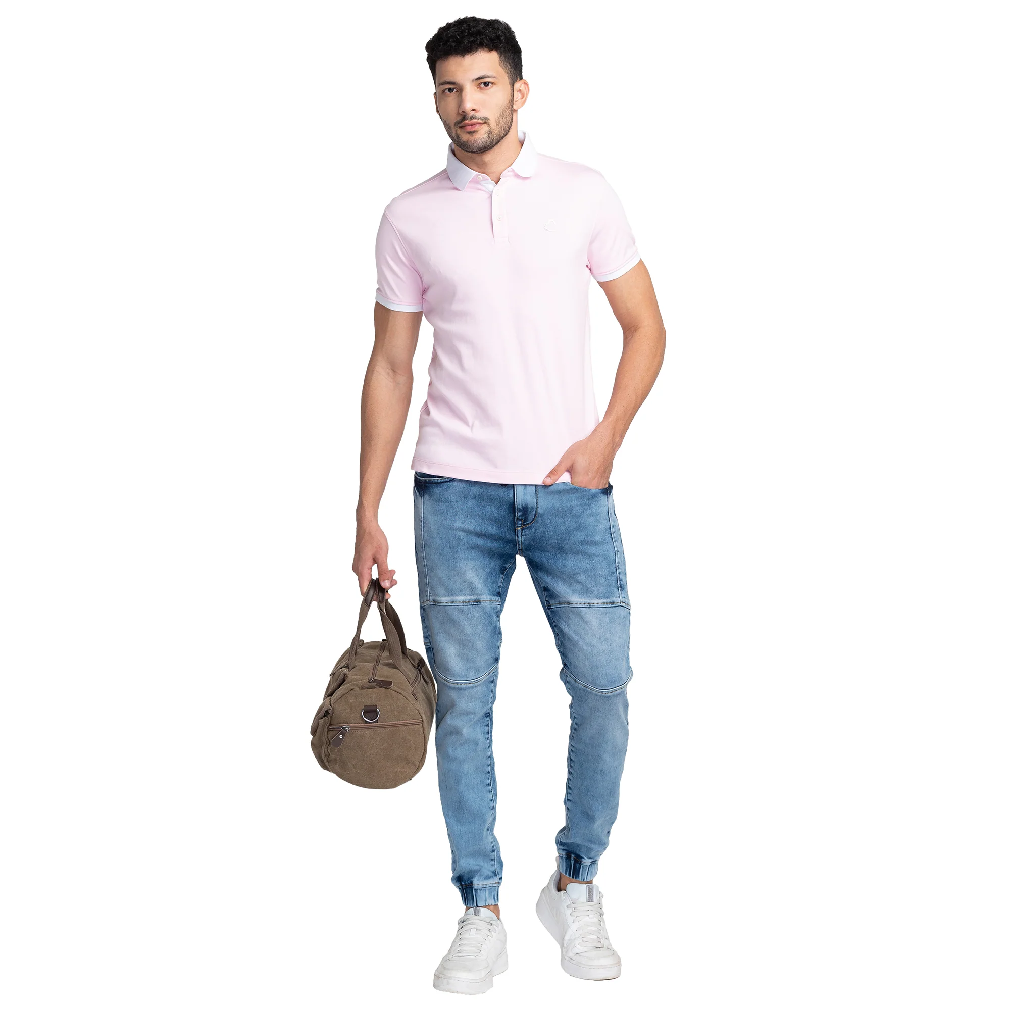 Light Blue Jogger Fit Denims For Men By Being Human Clothing - Image 4