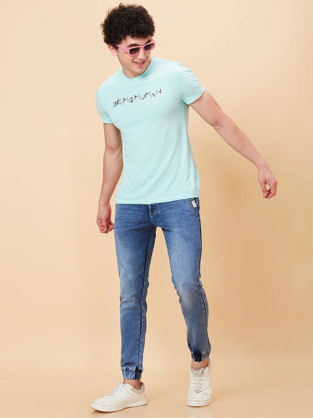 Light Blue Jogger Fit Denims For Men By Being Human Clothing - Image 6