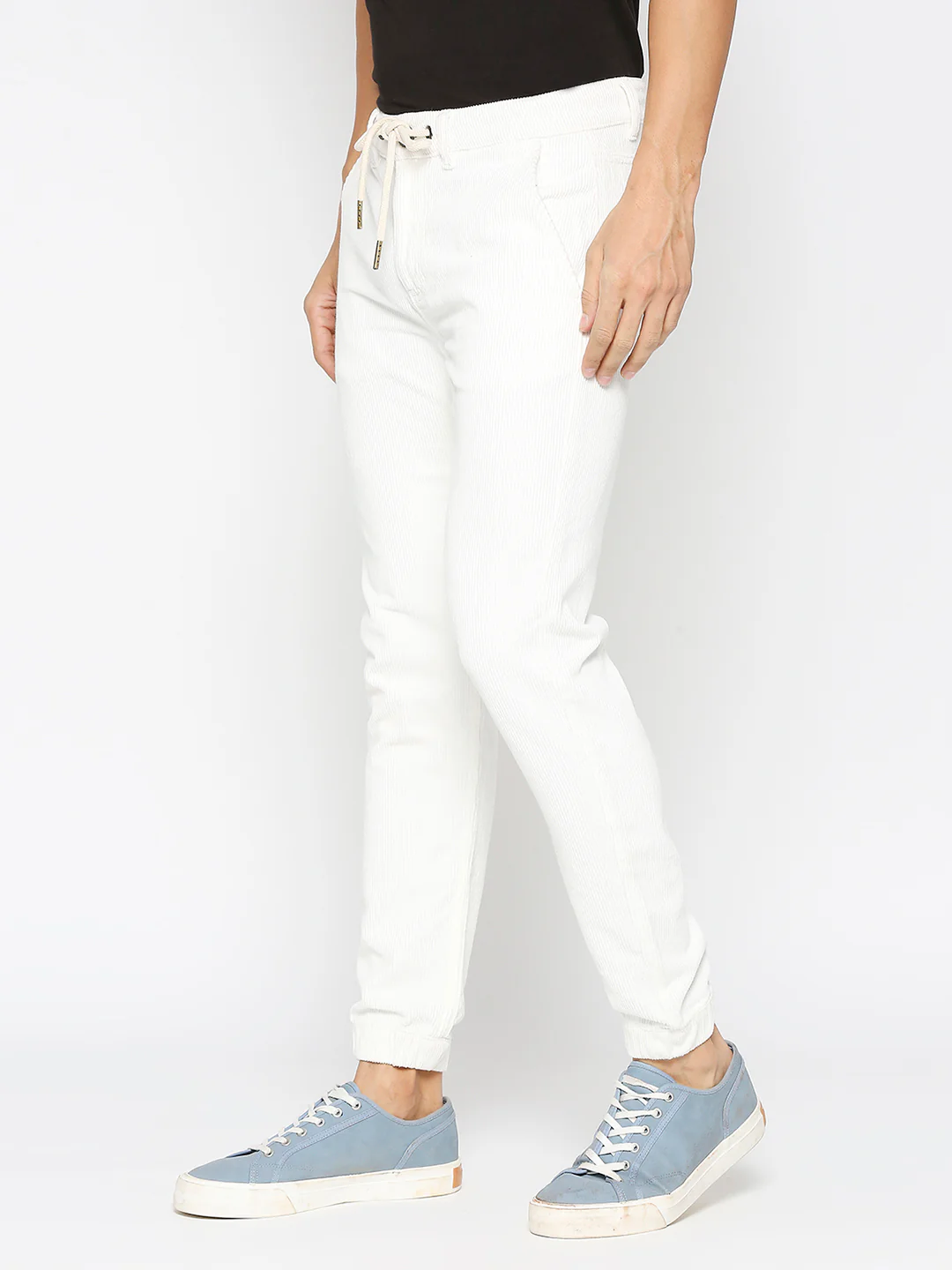White Slim Fit Joggers For Men By Being Human Clothing - Image 2