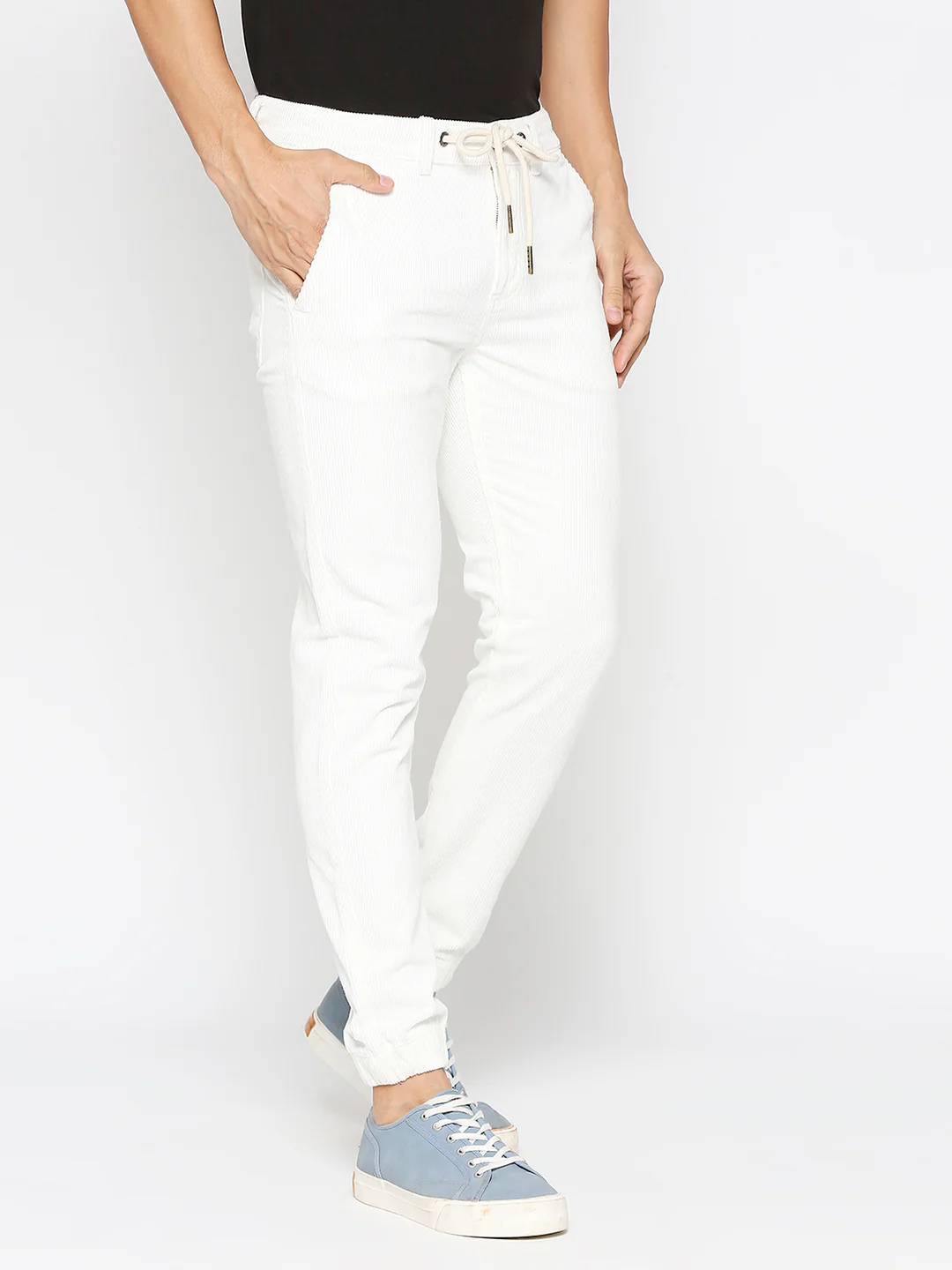 White Slim Fit Joggers For Men By Being Human Clothing - Image 3