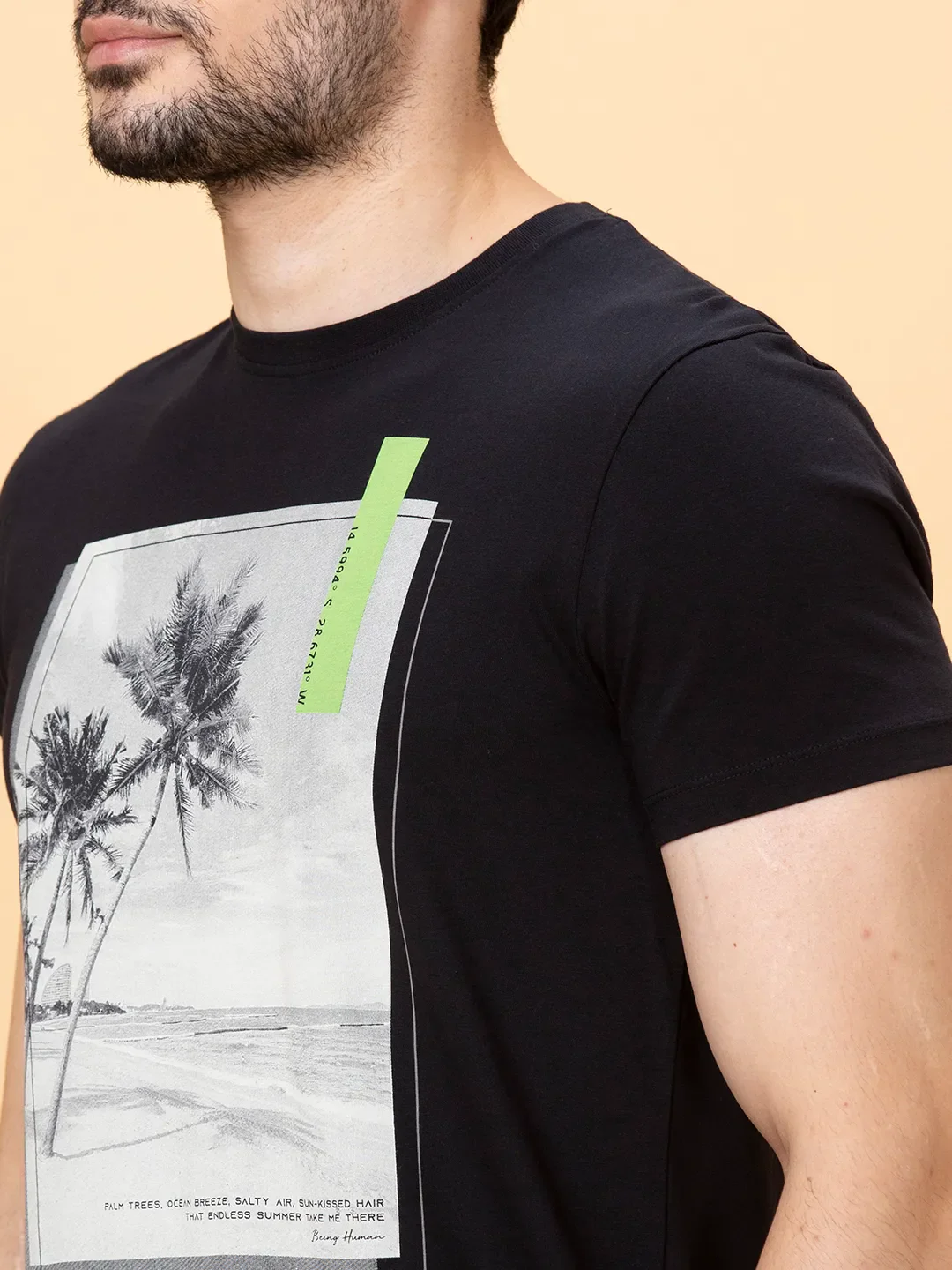 Black Regular Fit Men's Short Sleeves T-Shirt by Being Human Clothing - Image 5